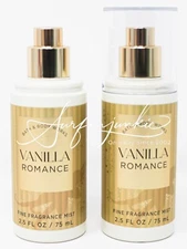 Bath & Body Works Vanilla Romance Fragrance Mist Body Spray 2.5 oz 2p MINI NOCAP