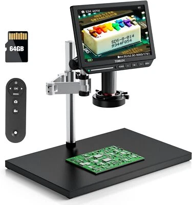 TOMLOV 4K Digital Microscope Spin Arm Soldering Microscope 52MP Coin MicroScope