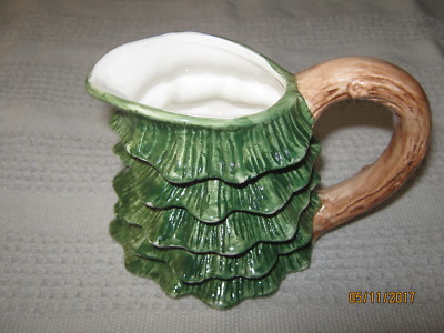 Vintage 1989 OCI Xmas / PINE Tree CREAMER 6 oz. ''MINT'' Green
