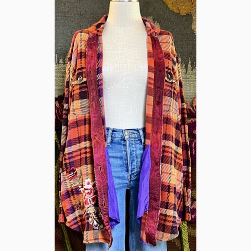 Johnny Was Ananke Plaid Embroidered Shirt Jacket Shacket XL - Picture 12 of 15