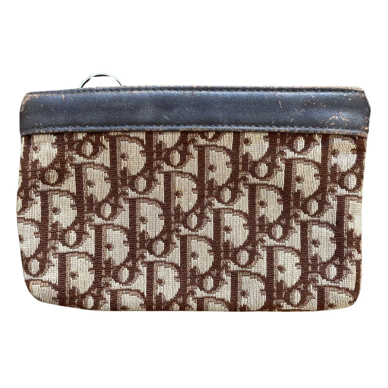Pochette à cosmétiques vintage CHRISTIAN DIOR monogramme toile RARE