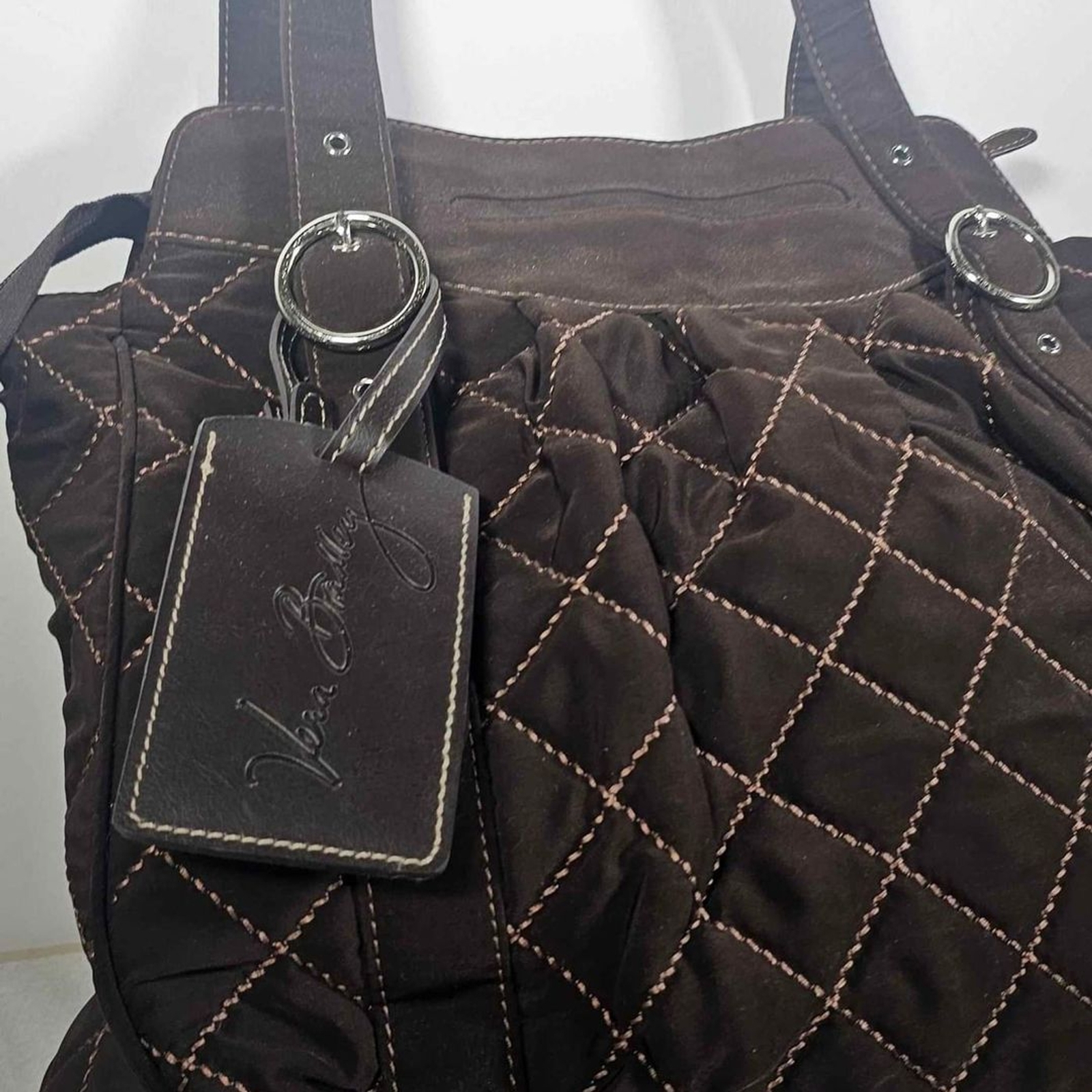 Vera Bradley Quilted Espresso Brown Microfiber Tote Shoulder Bag for Travel