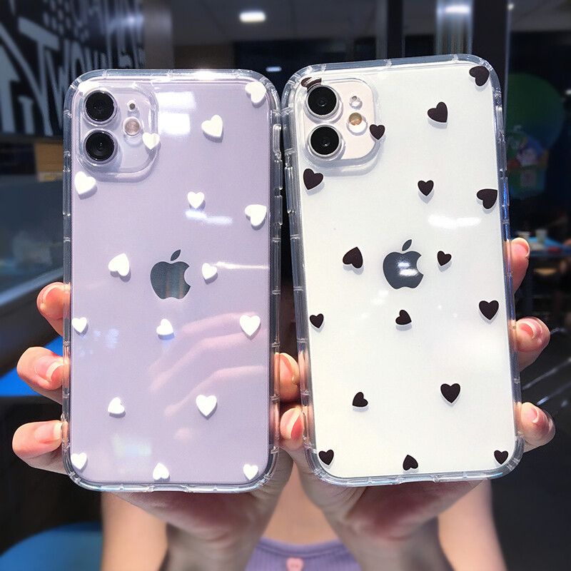 Case For Iphone 12 13 14 Pro Max 11 Xs Xr X Cute Heart Clear Silicone Soft Cover Ebay