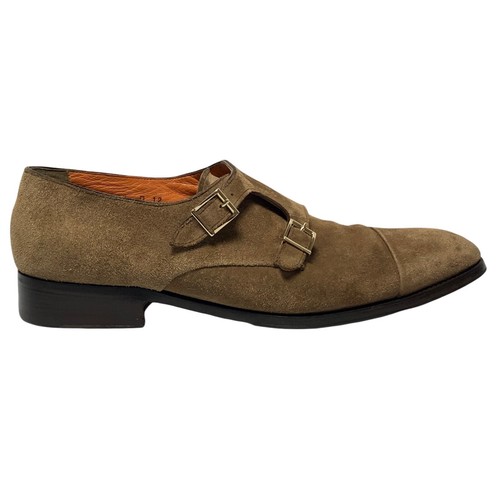 santoni double monk suede