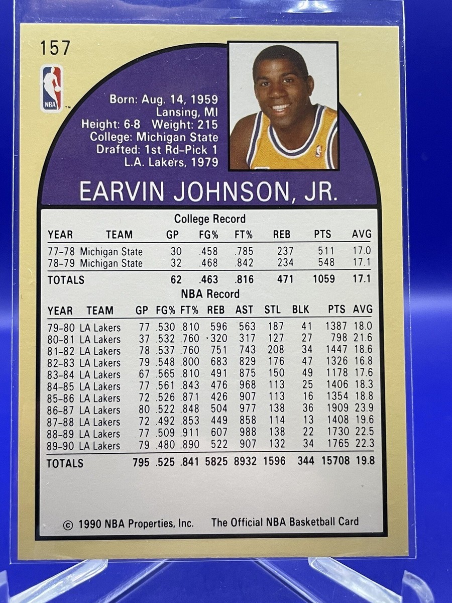 1990 NBA Hoops Basketball EARVIN MAGIC JOHNSON MVP Card #157