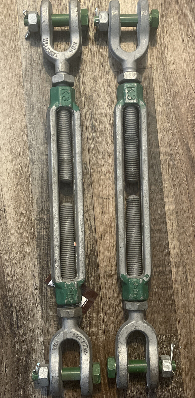 Two Green Pin Turnbuckles,Jaw & Jaw,Galv,3/4 X 9 In. eBay