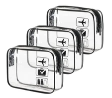 TSA Approved Toiletry Bag, 3 Pcs Clear Toiletries Bags Quart Size -Travel Black