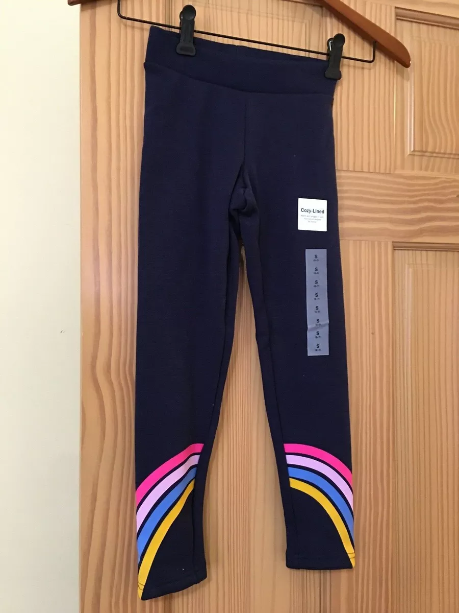 NWT Old Navy Cozy Leggings Girl Navy Blue Rainbow Stripe XS,S,M,L