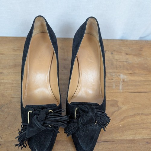 Hermes Black Suede Fringe Tie Front Heels Size 37 - 第 10/11 張圖片