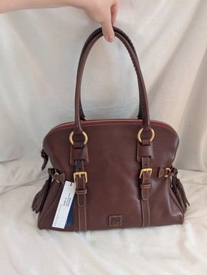 Dooney& Bourke Florentine Leather Domed Buckle Satchel Chestnut NEW 