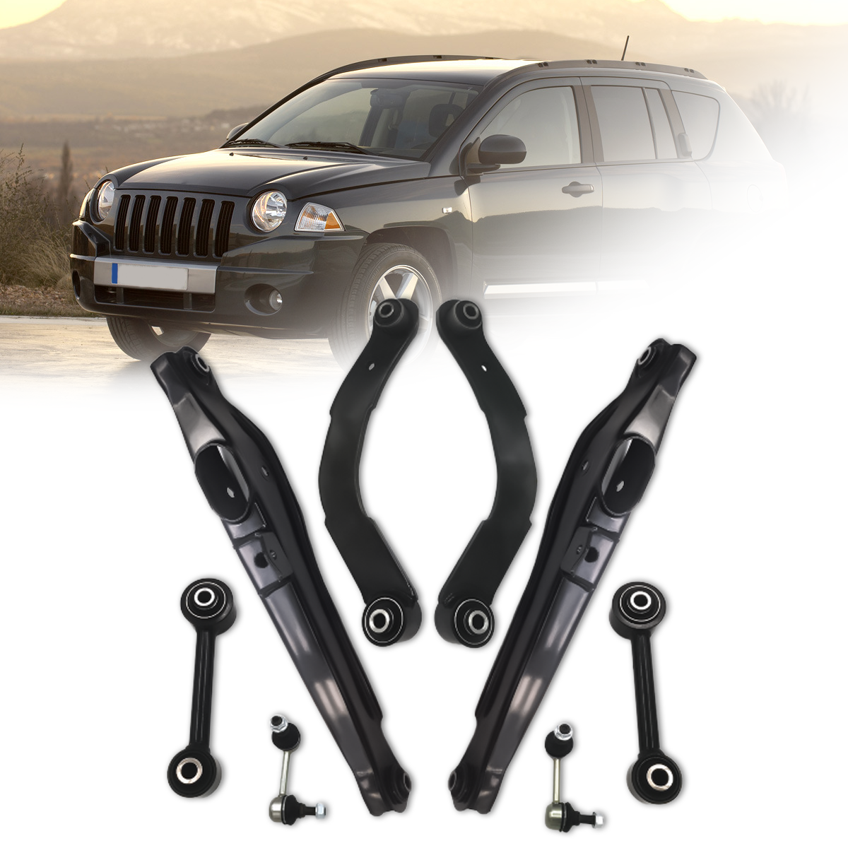 8PC Rear Upper Lower Control Arms For Jeep Compass Patriot Dodge