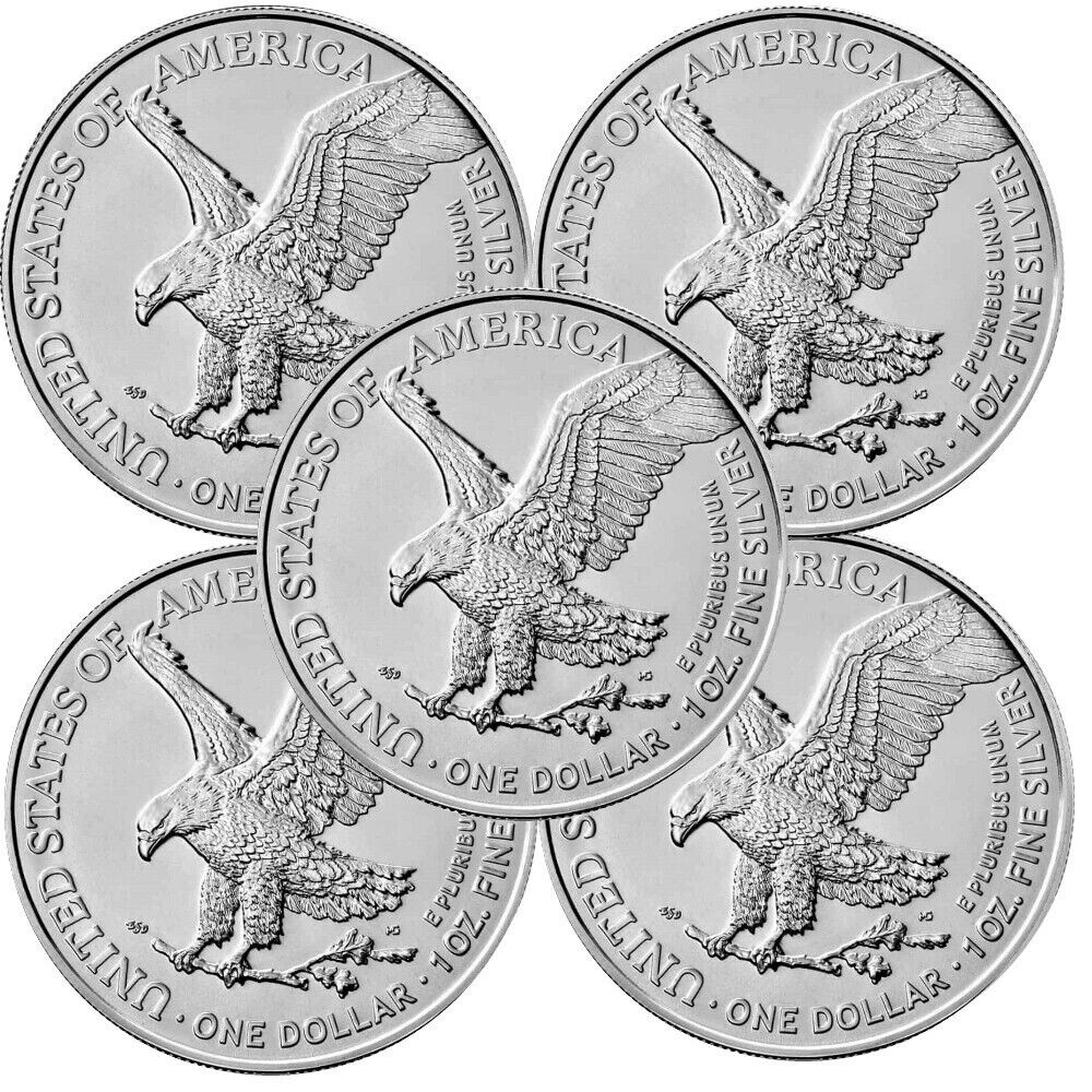 Lot of 5 - 2025 1 oz .999 Fine Silver American Eagle $1 Coin BU | eBay