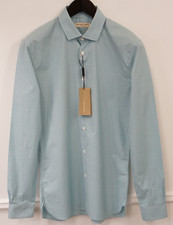 Men Burberry Formal Shirt Made In Italy Pale Cyan Green Size 38 15