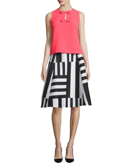 NWT Kate Spade Striped A Line Midi Skirt Black White