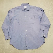 David Donahue Shirt Mens Extra Large Blue Micro Plaid Long Sleeve Dress Casual
