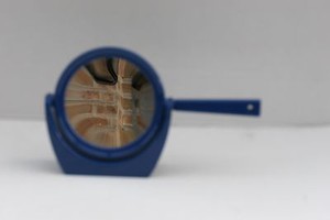 Vintage Plastic Makeup Travel Mirror Blue Color Made in Korea 6''