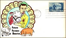 Scott 1024 3 Cents Future Farmers Knoble Hand Painted FDC Planty 1054-15