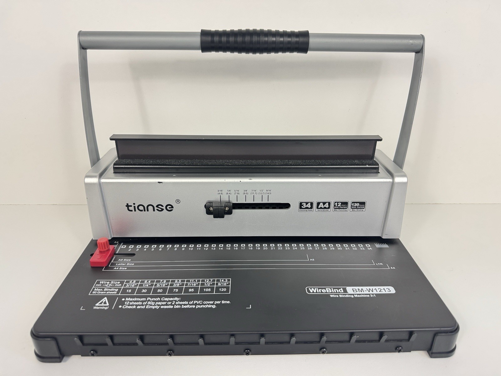 Tiange BM-W1213 3:1 Wire Binding Machine 34-Hole A4 Manual Punch Binder