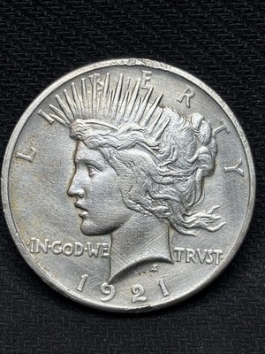 1921 PEACE DOLLAR HIGH RELIEF SHARP AU DETAILS! KEY DATE CLEANED RIM DING
