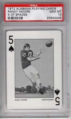 1972 ALABAMA PLAYING CARDS RANDY MOORE 5 OF SPADES (POP 1)