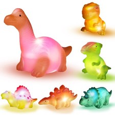Light Up Bath Toys,6 Packs Floating Dinosaur Bathtub Toys for Toddlers,No Hol...