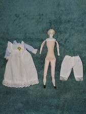 Antique 9" German Blonde 1880-1890 China Head Doll Original Body