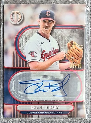 2024 Topps Tribute #TA-SB Shane Bieber Tribute Autographs Red #/10