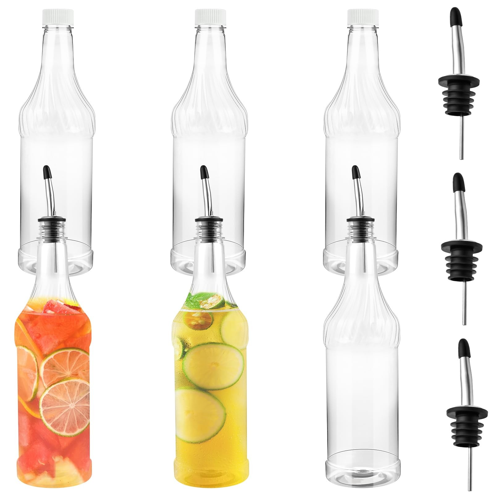 With 6 Pcs Pourer And Caps,1000ml Plasti...