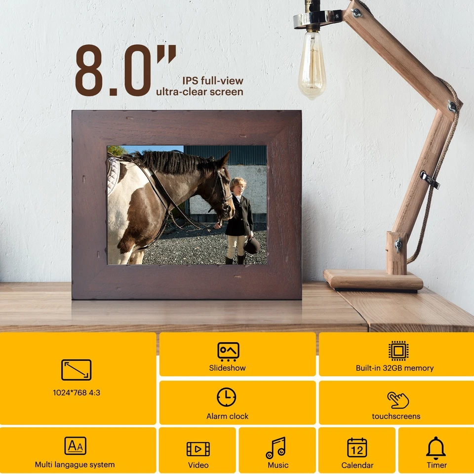 KODAK Classic Photo Frame 8-Inch Wi-Fi Enabled Candlenut Distressed Wood Frame - Image 2 of 4