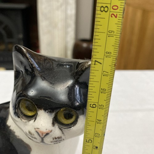vintage Jenny Winstanley sitting black cat size 2. Signed. Cathedral glass eyes - Picture 9 of 12