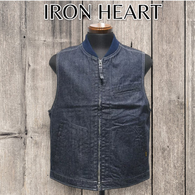 IRON HEART IHV-48 10oz Selvedge denim work vest in indigo Made in JAPAN New