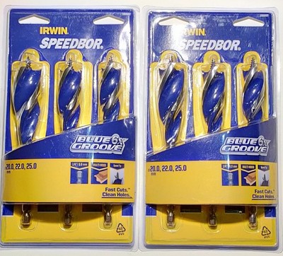 2 x IRWIN 3-TEILIGES SPEEDBOR BLAU 6X NUT HOLZ ERDBOHRER-SET. 20, 22 & 25mm