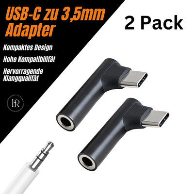 90 Grad USB C auf Aux 3,5mm Klinke Buchse Kopfhörer Mikrofone Audio Adapter USBC