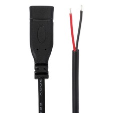 0.25M/0.8Ft Type C Female Plug Bare Wire Cable 22AWG 12V 3A 2 Pin 2 Pcs