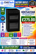 Beko KDC5422AK 50cm Electric Cooker Ceramic Hob Double Oven Black