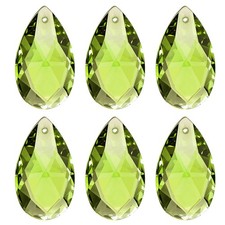 6 x K9 Crystal Pendants Teardrop Beads 38mm Chandelier Olive Green