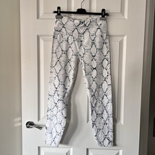 Varley Let’s Go High Rise Leggings Women’s Medium White Blue Snake Animal Print