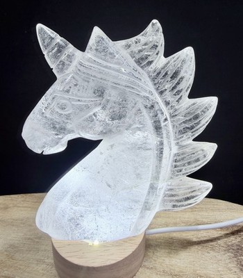 Crystal Clear Quartz unicorn carving collect Heal meditate spiritual unique 523g