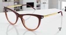 SAINT LAURENT SL 514 004 Cat Eye Acetate Brown Gold 52 mm Women's Eyeglasses