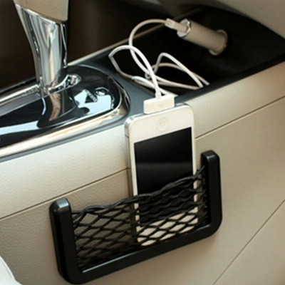 1Pcs/2Pcs Car Organizer Storage Bag Auto Paste Net Pocket Phone Holder Car Acces