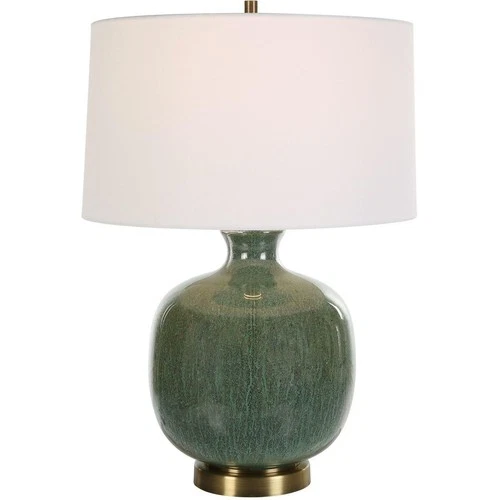 Uttermost 30238-1 Nataly Table Lamp Crackled Aged Green Glaze and Antique Brass - Picture 1 of 7