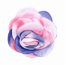 Rose Flower Brooch, Floral Brooch Satin Fabric Camellia Corsage, Blue Pink