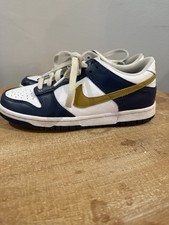 Nike Dunk Low GS White/Navy/Gold Leather Sneakers US 5.5Y FB9109-111