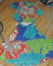 Vintage Tropical 2 Piece Set Top Maxi Full Skirt Sz 10