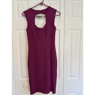 Cache Womens Purple Sleeveless Sheath Dress Key Whole Size 0 90s