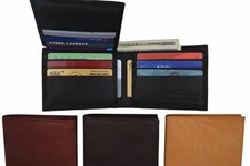 Mens Genuine Cowhide Leather Credit/ID Card Holder Bifold Wallet Slim Purse Gift