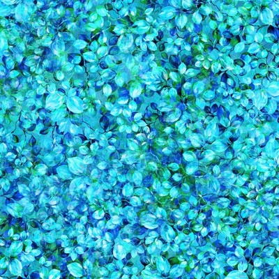 45'' Fancy Foliage Fabric 100% Cotton Digital Print Peacock  By The Yard