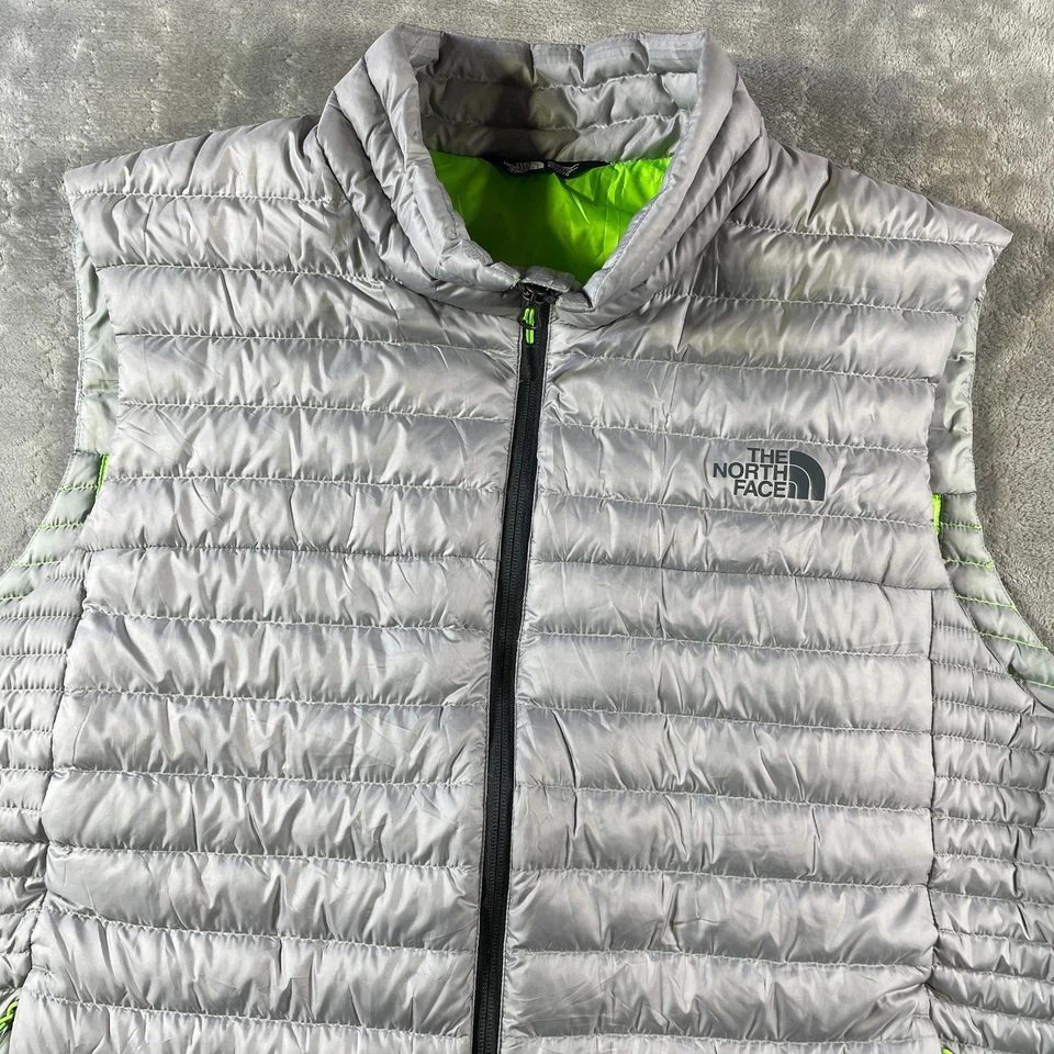 The North Face 700 Down Filled Vest Mens XXL Gray Neon Green Lightweight Puffer - Image 4 of 4
