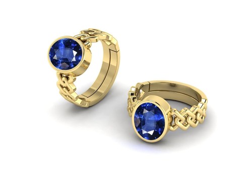 Jems 14.25 Ratti Neelam Stone Original Certified Blue Sapphire Gold Plated Adjus - Picture 5 of 6