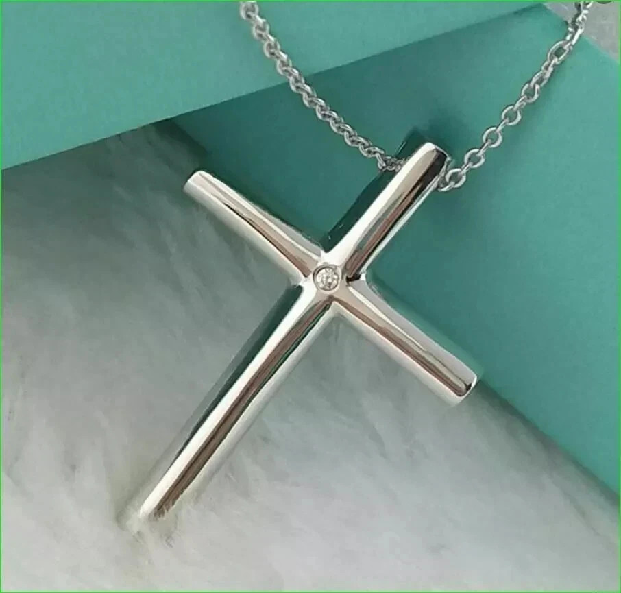 0.30Ct Round Cut Diamond Cross Necklace Pendant Free Chain 14K White Gold Finish